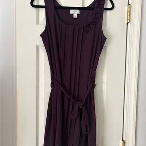 LOFT Deep Purple Mini Dress with Floral Accent